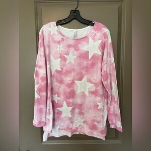 Pink and White Star Long Sleeve Tee